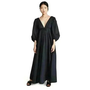 staud frida silk dress Staud Frida Gathered Silk Cowlneck Gown